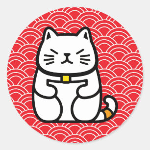 Japanse gelukskat of Maneki-Neko Ronde Sticker