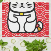 Japanse gelukskat of Maneki-Neko Theedoek (Gevouwen)