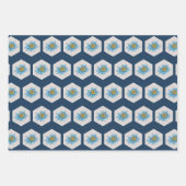 Japanse Geometric Lily Flower Pattern Inpakpapier Vel (Voorkant 3)