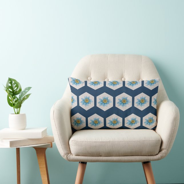 Japanse Geometric Lily Flower Pattern Kussen (Stoel)