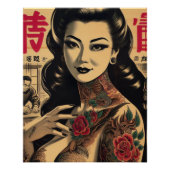 Japanse Getatoeëerde Pin-up Perfect Poster (Voorkant)