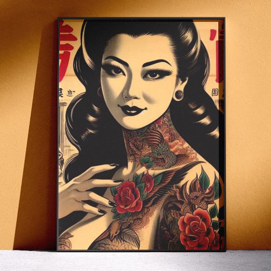 Japanse Getatoeëerde Pin-up Perfect Poster