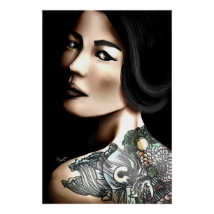 Japanse getatoeëerde vrouw perfect poster