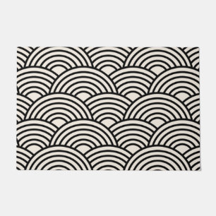 Japanse Golf Seigaiha Black en Cream White Deurmat