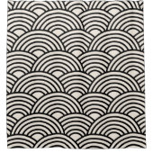 Japanse Golf Seigaiha Black en Cream White Douchegordijn (Voorkant)