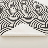 Japanse Golf Seigaiha Black en Cream White Sherpa Deken (3/4)