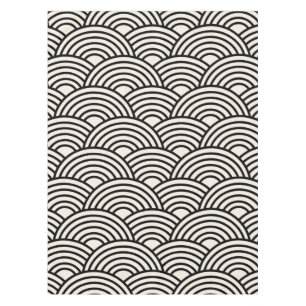 Japanse Golf Seigaiha Black en Cream White Tafelkleed