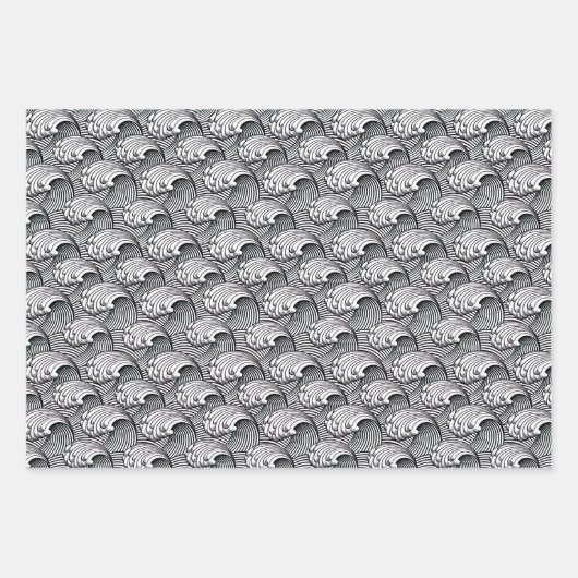  Japanse golven, Blue.Turquoise, Blk/White Inpakpapier Vel (Voorkant 3)