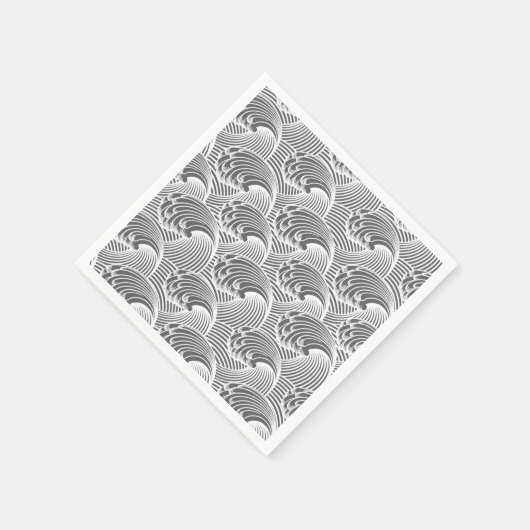  Japanse golven, grijs / grijs en wit Servetten (Hoek)