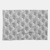  Japanse golven, grijs / grijs en wit Theedoek (Horizontaal)