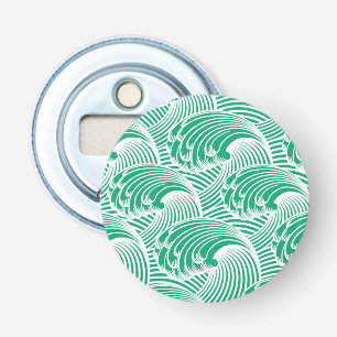  Japanse golven, Jade Green en White Button Flesopener