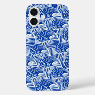  Japanse golven, kobalt blauw en wit iPhone 16 Plus Hoesje