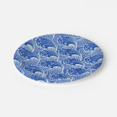 Japanse golven, kobalt blauw en wit Papieren Bordje (Gekanteld)