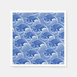  Japanse golven, kobalt blauw en wit Servetten