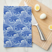  Japanse golven, kobalt blauw en wit Theedoek (Quarter Fold)