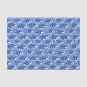Japanse golven, kobalt blauw en wit Tissuepapier