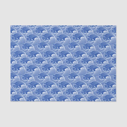 Japanse golven, kobalt blauw en wit Tissuepapier (Voorkant)