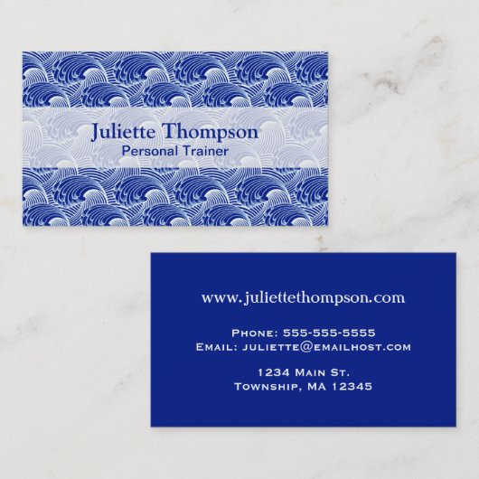 Japanse golven, kobalt blauw en wit Visitekaartje (Voorkant / Achterkant)