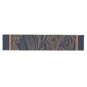 Japanse golven Pattern Navy Blue en Gold Brown Medium Tafelloper (Horizontaal)
