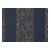 Japanse golven Pattern Navy Blue en Gold Brown Tafelkleed (Voorkant (Horizontaal))