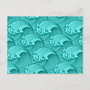  Japanse golven, Turquoise en Aqua Briefkaart