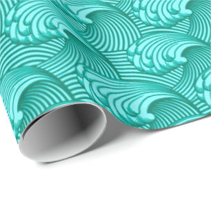  Japanse golven, Turquoise en Aqua Cadeaupapier