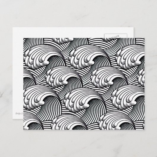 Japanse golven, zwart en wit Briefkaart (Voorkant / Achterkant)