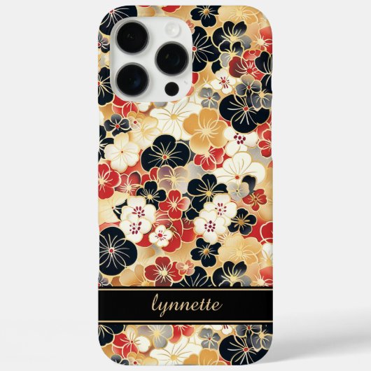 Japanse Gouden Bloempatroon met Monogram Case-Mate iPhone Case (Achterkant)