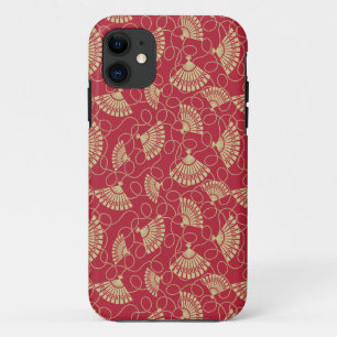 Japanse goudventilatoren op rood iPhone 11 hoesje
