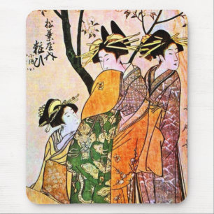 Japanse graving Drie Geisha 1911 Muismat