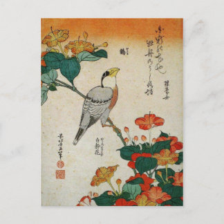 Japanse Grosbeak en Mirabilis Jalapa (Hokusai) Briefkaart