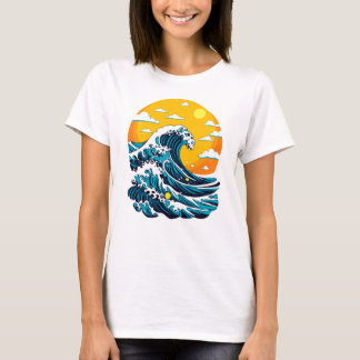 Japanse Grote Golf Oceaan Zonsondergang Grafische T-shirt