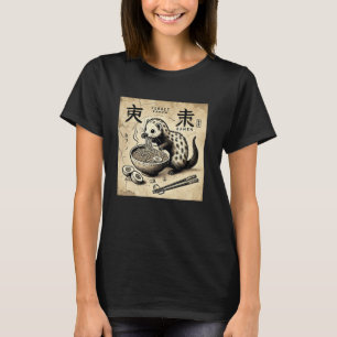 Japanse grotkunst Noodles Lover Wildlife Ferret Ra T-shirt