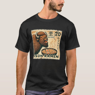 Japanse Grotkunst Postzegel Noedels Bizon Rame T-shirt