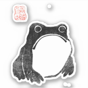 Japanse Grumpy Frog Toad Onbedrukt Dier Grappig Sticker