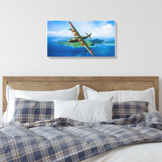 Japanse H8K Emily watervliegtuig landing Canvas Afdruk (Insitu (Slaapkamer))