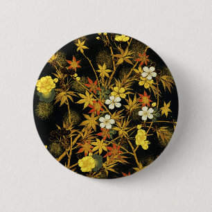 Japanse Herfstbladeren Antieke Botanische Ronde Button 5,7 Cm