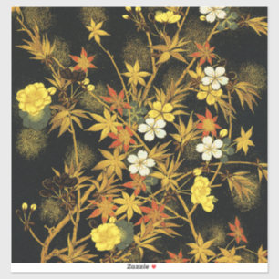 Japanse Herfstbladeren Antieke Botanische Sticker