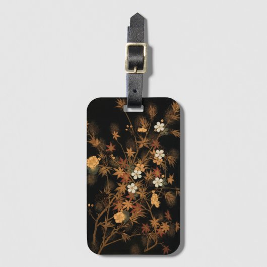 Japanse herfstbloemen & kunst bagagelabel (Voorkant (verticaal))