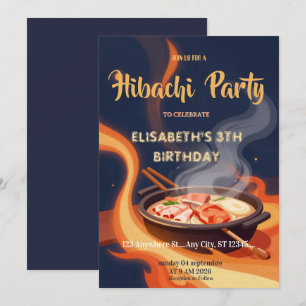 Japanse Hibachi-diner Feest Verjaardagsuitnodiging Kaart