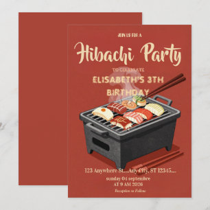 Japanse Hibachi-verjaardagsfeest Uitnodiging