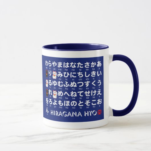 Japanse Hiragana- en Katakana-tafel (Lucky Cat) Mok (Rechts)