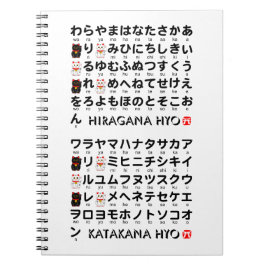 Japanse Hiragana- en Katakana-tafel (Lucky Cat) Notitieboek