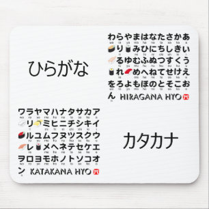 Japanse Hiragana- en Katakana-tafel (Sushi) Muismat