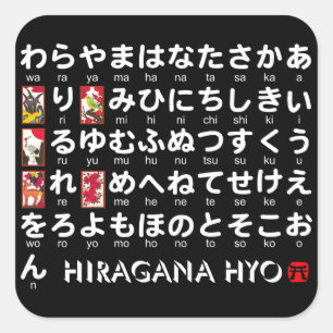 Japanse Hiragana-tafel (Hanafuda) Vierkante Sticker