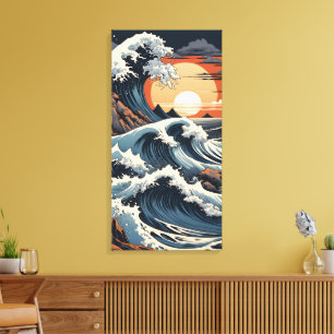 Japanse Hokusai-golf Canvas Afdruk