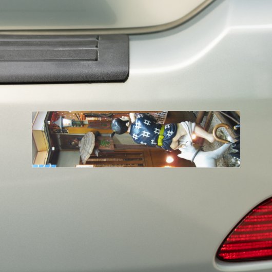 Japanse Humor - Dog Pulling Pants Down Bumpersticker (Op auto)