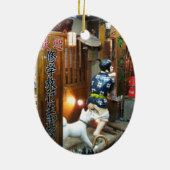 Japanse Humor - Dog Pulling Pants Down Keramisch Ornament (Achterkant)