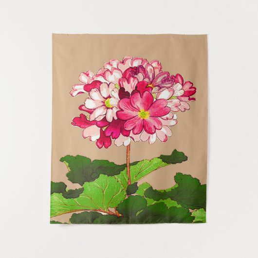 Japanse hydrangea. Roze en groen Wandkleed (Voorkant)