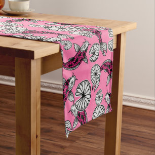 Japanse Indigo Roze Karper Folk Patroon Korte Tafelloper